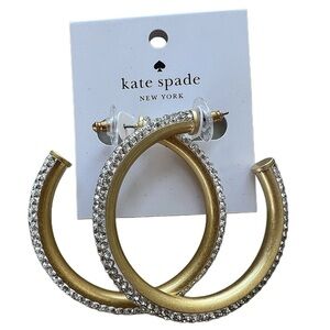 Kate Spade ‘Razzle Dazzle’ Gold-tone Hoop Earrings w/ Rhinestones